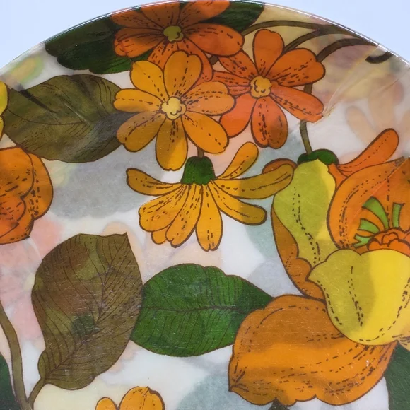 Vintage MCM Flower Power Fiberglass Salad Serving Bowl Rare Retro Floral Deco - Picture 5 of 7